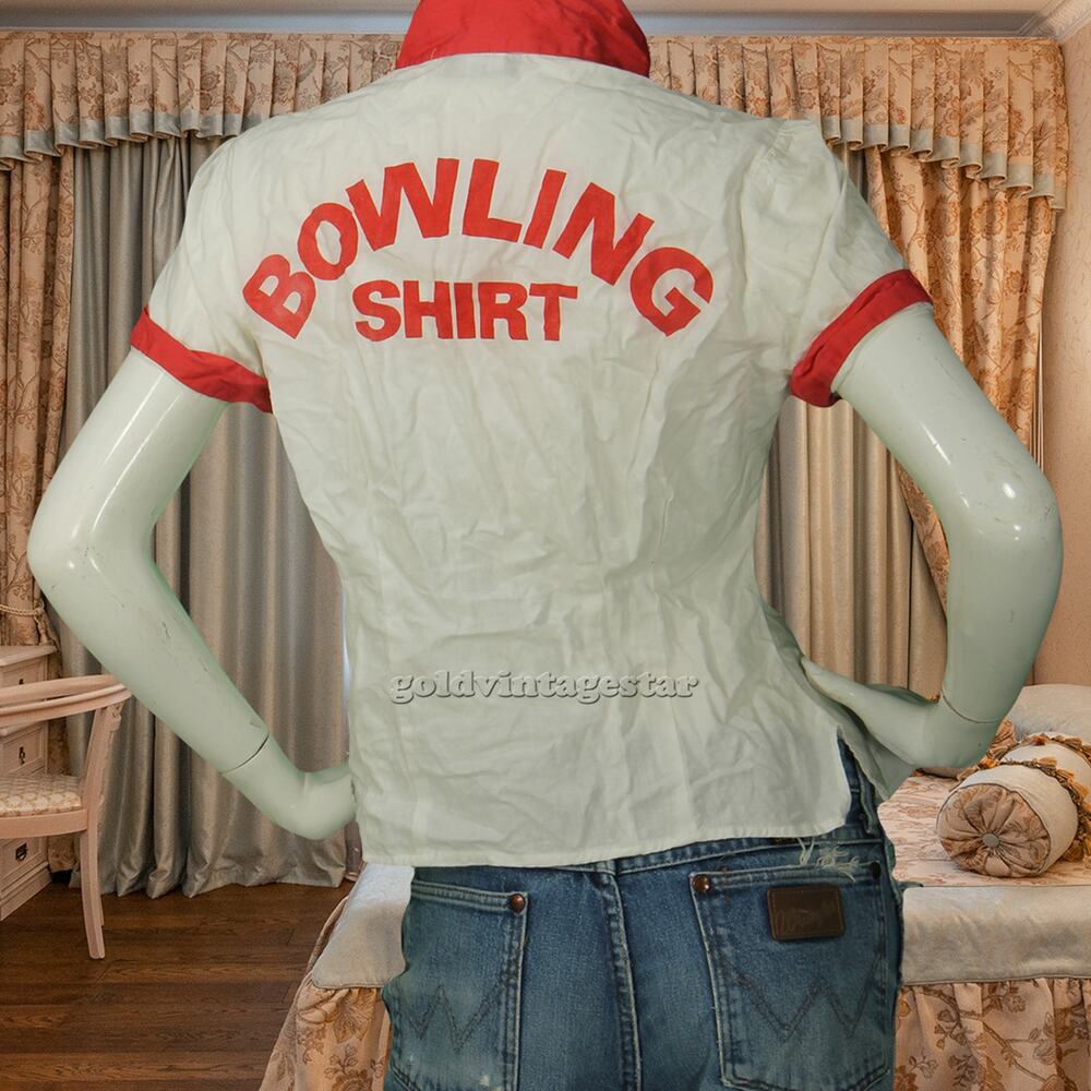 Vintage Bowling Shirt Fad Button Up Top Shirt Blouse M